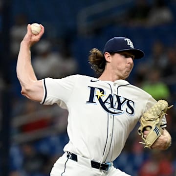 Tampa Bay Rays starting pitcher Ryan Pepiot (44) throws a pitch in the first inning against the Boston Red Sox at Tropicana Field on Sept 18.