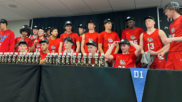 Folsom at the winning press conference after defeating Modesto Christian for the Sac-Joaquin Section Division 1 championship at Golden 1 Center in Sacramento Folsom at the winning press conference after defeating Modesto Christian for the Sac-Joaquin Section Division 1 championship at Golden 1 Center in Sacramento