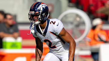 August 19, 2023; Santa Clara, California, USA; Denver Broncos cornerback Pat Surtain II (2) warms up before the game against the San Francisco 49ers at Levi's Stadium. 