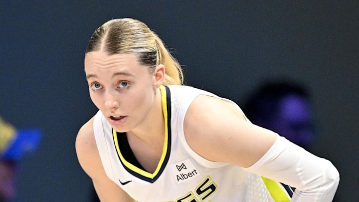 Dallas Wings guard Paige Bueckers looks on during the second half against the Phoenix Mercury.