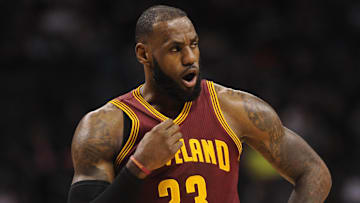 Dec 31, 2016; Charlotte, NC, USA; Cleveland Cavaliers forward LeBron James (23) reacts to a foul called against his team during the first half of the game against the Charlotte Hornets at the Spectrum Center. Mandatory Credit: Sam Sharpe-Imagn Images