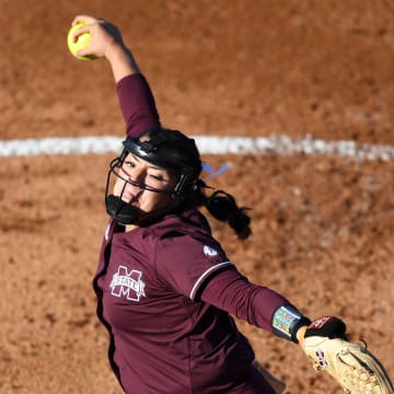 Mississippi State   s Aspen Wesley (28) throws a pitch during a  Lady Vols softball game against Mississippi State at Sherri Parker Lee Stadium, Friday, April 1, 2022. The Lady Vols defeated Mississippi State.

Softball0401 0253