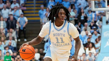 North Carolina Tar Heels guard Ian Jackson on the attack against the Duke Blue Devils at Dean E. Smith Center in Chapel Hill, N.C., on March 8.