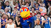 Feb 11, 2025; Lawrence, Kansas, USA; Kansas Jayhawks students and fans show support during the second half of the game between the Kansas Jayhawks and Colorado Buffaloes at Allen Fieldhouse. Mandatory Credit: Denny Medley-Imagn Images
