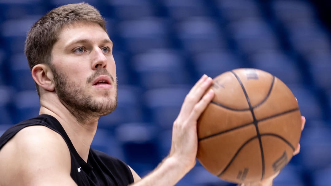 Mar 15, 2024; New Orleans, Louisiana, USA; New Orleans Pelicans forward Matt Ryan (37) during warmups before the game against the LA Clippers at Smoothie King Center