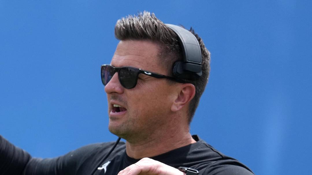 May 2, 2026; Pasadena, CA, USA; UCLA Bruins coach Bob Chesney reacts during the spring game at Rose Bowl. Mandatory Credit: Kirby Lee-Imagn Images