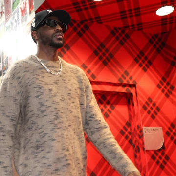 Mar 23, 2024; Portland, Oregon, USA;  Denver Nuggets forward Justin Holiday (9) arrives at Moda Center to play Portland Trail Blazers. Mandatory Credit: Jaime Valdez-USA TODAY Sports