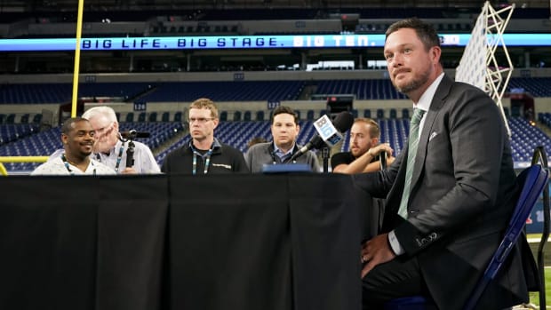 Oregon Ducks head coach Dan Lanning speaks to the media during the Big 10 football media day 