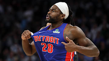 Mar 30, 2025; Minneapolis, Minnesota, USA; Detroit Pistons center Isaiah Stewart (28) : Matt Krohn-Imagn Images