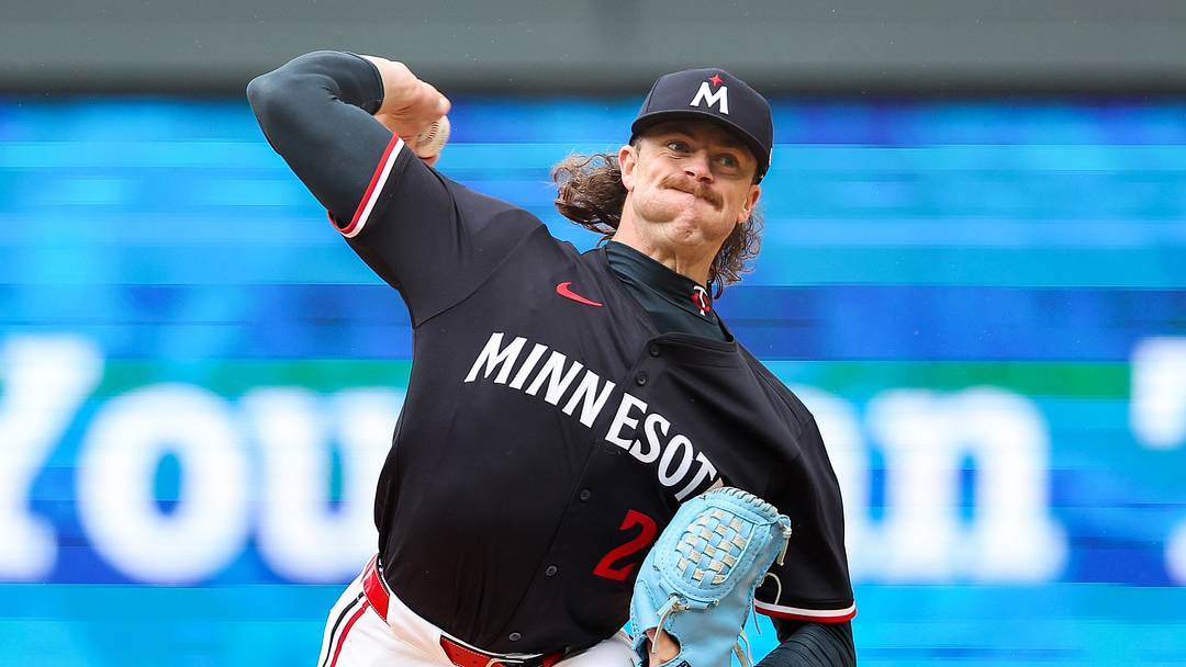 Minnesota Twins starting pitcher Chris Paddack delivers a pitch against the Cleveland Guardians in the first inning during game two of a doubleheader at Target Field in Minneapolis on May 21, 2025.