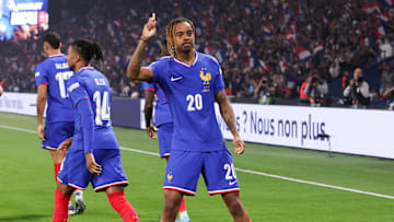 Bradley Barcola a inscrit son premier but avec l'Equipe de France vendredi contre l'Italie (1-3). 