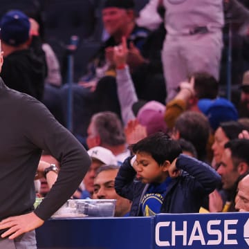 Feb 6, 2023; San Francisco, California, USA; Golden State Warriors head coach Steve Kerr on the sideline during the second quarter against the Oklahoma City Thunder at Chase Center. Mandatory Credit: Kelley L Cox-USA TODAY Sports