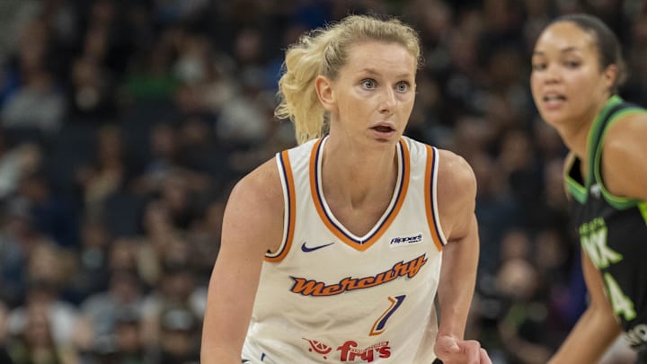 Jun 3, 2025; Minneapolis, Minnesota, USA; Phoenix Mercury guard Lexi Held (1) dribbles the ball against the Minnesota Lynx in the second half at Target Center. Mandatory Credit: Jesse Johnson-Imagn Images Jun 3, 2025; Minneapolis, Minnesota, USA; Phoenix Mercury guard Lexi Held (1) dribbles the ball against the Minnesota Lynx in the second half at Target Center. Mandatory Credit: Jesse Johnson-Imagn Images