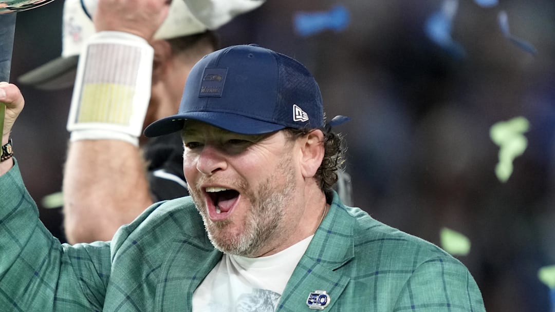 Seattle Seahawks general manager John Schneider celebrates
