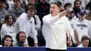 Penn State Nittany Lions head coach Mike Rhoades gestures from the bench during the first half against the Oregon Ducks at Bryce Jordan Center. 