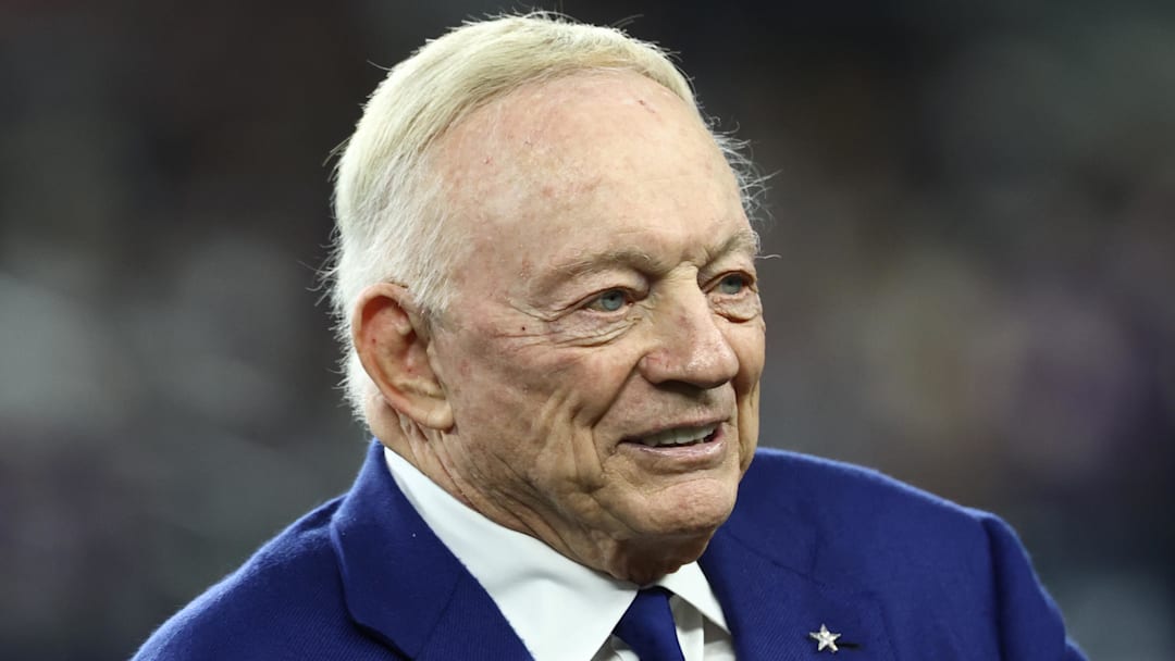 Dec 14, 2025; Arlington, Texas, USA; Dallas Cowboys owner Jerry Jones before a game against the Minnesota Vikings at AT&T Stadium. Mandatory Credit: Kevin Jairaj-Imagn Images