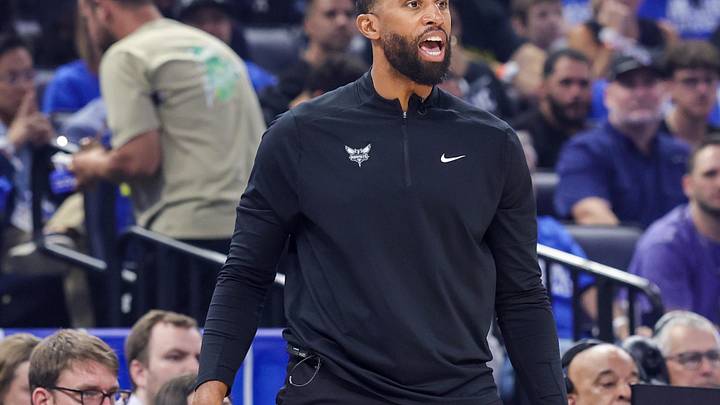 Apr 17, 2026; Orlando, Florida, USA; Charlotte Hornets head coach Charles Lee during the first quarter against the Orlando Magic during the play-in rounds of the 2026 NBA Playoffs at Kia Center. Mandatory Credit: Mike Watters-Imagn Images