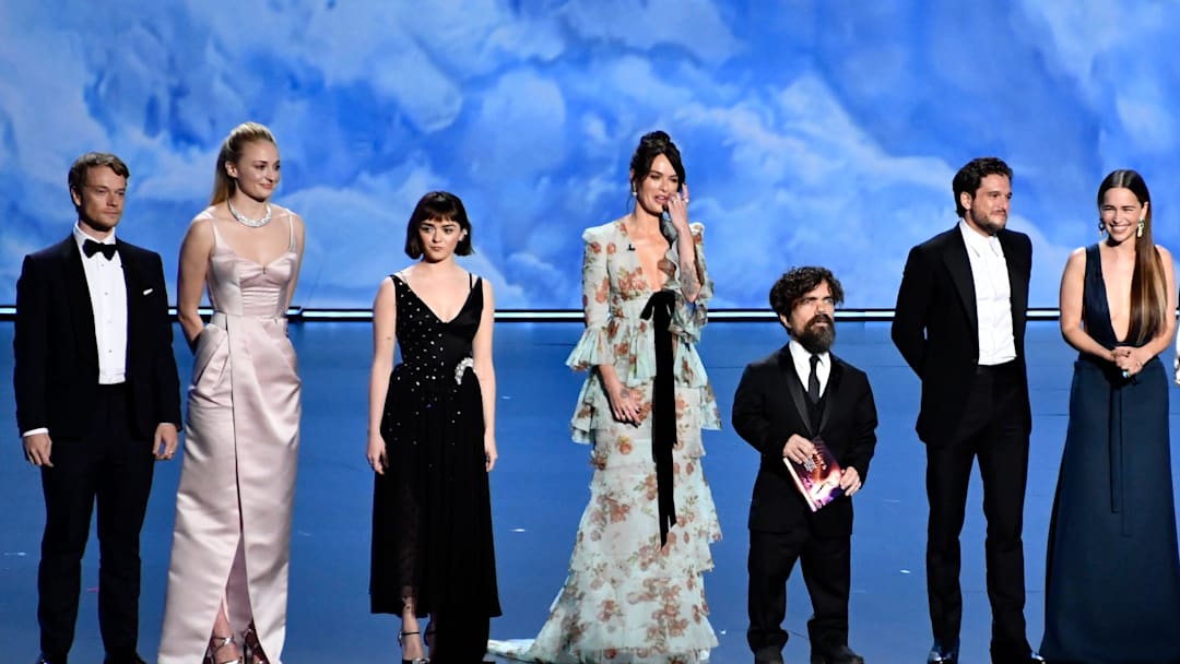 The cast of \"Game of Thrones\" presents the award for supporting actress in a limited series or movie.Xxx Emmys2019 0922165755a Jpg A Ent Usa Ca