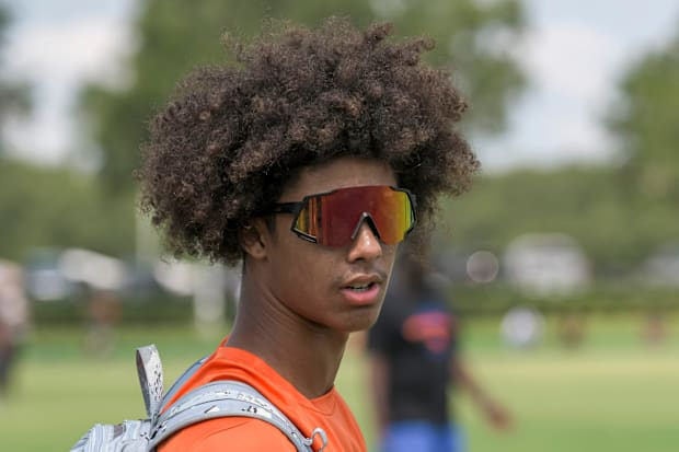 West Orange DB Ivan Taylor watches from the sidelines at the Florida High School 7v7 Association state championship in 2022.