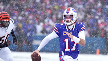 Bills quarterback Josh Allen went 21-for-28 and accounted for four touchdowns in Sunday's 39–34 win over the Bengals.