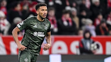 Auston Trusty (Celtic FC) Looks on during the UEFA Champions League 2024 25 League Knockout Play-off Second Leg match between FC Bayern München and Celtic FC at Allianz Arena on February 18, 2025 in Munich, Germany. 