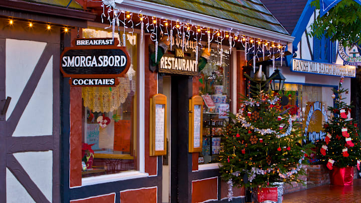 Solvang, California during Christmastime