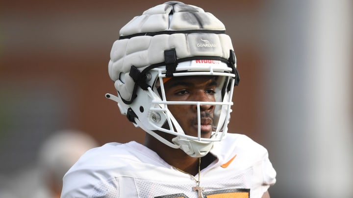 Tennessee wide receiver Nathan Leacock (85) is seen during a Tennessee Vols spring football practice, Wednesday, April 5, 2023.

Volfootball0405 0334