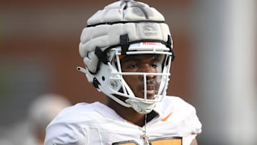 Tennessee wide receiver Nathan Leacock (85) is seen during a Tennessee Vols spring football practice, Wednesday, April 5, 2023.

Volfootball0405 0334