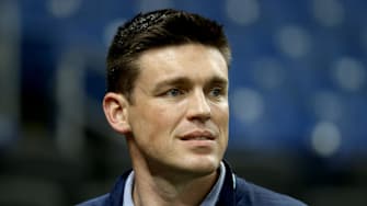 Oct 7, 2021; St. Petersburg, Florida, USA; Tampa Bay Rays general manager Erik Neander before game one of the 2021 ALDS at Tropicana Field. 