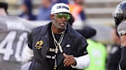 Nov 1, 2025; Boulder, Colorado, USA; Colorado Buffaloes head coach Deion Sanders before the game against the Arizona Wildcats at Folsom Field. Mandatory Credit: Ron Chenoy-Imagn Images