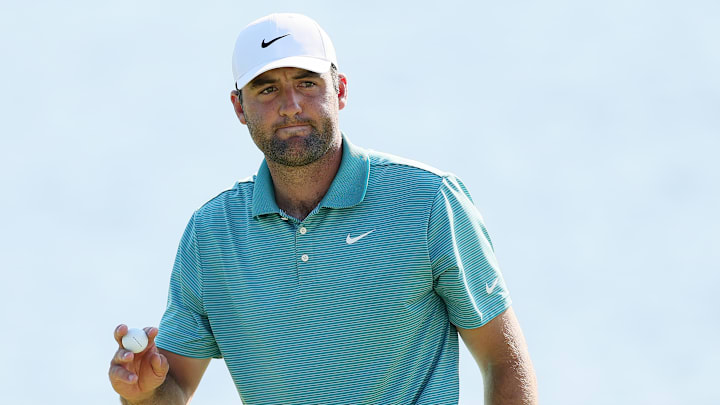 Scottie Scheffler during the third round of the 2025 PGA Championship at Quail Hollow Club