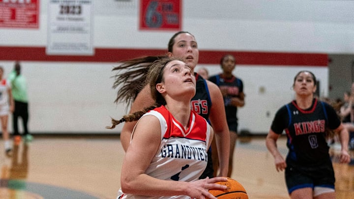 Grandview Prep's Lena Girardi shoots a layup against King's Academy on January 10, 2025 in Boca Raton, Florida. Grandview Prep's Lena Girardi shoots a layup against King's Academy on January 10, 2025 in Boca Raton, Florida.