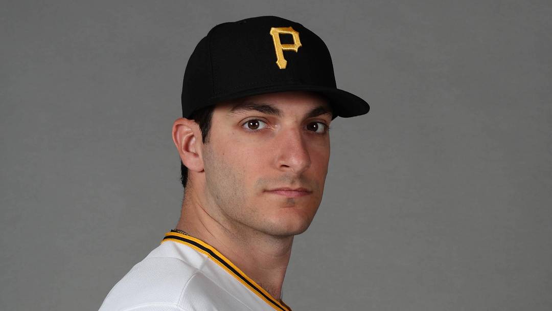 Feb 18, 2026; Bradenton, FL, USA; Pittsburgh Pirates pitcher Joe La Sorsa (54) poses for a photo during media day at Pirate City. Mandatory Credit: Kim Klement Neitzel-Imagn Images