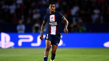 Presnel Kimpembe of Paris Saint-Germain FC in action during...