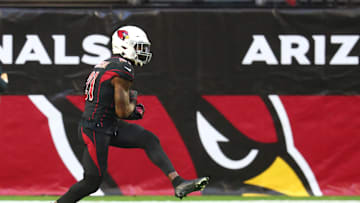 Dec 6, 2020; Glendale, Arizona, USA; Arizona Cardinals cornerback Patrick Peterson (21) against the Los Angeles Rams at State Farm Stadium. Mandatory Credit: Mark J. Rebilas-Imagn Images