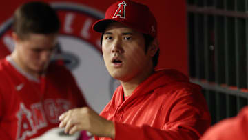 Sep 30, 2023; Anaheim, California, USA; Los Angeles Angels two-way player Shohei Ohtani (17) in the