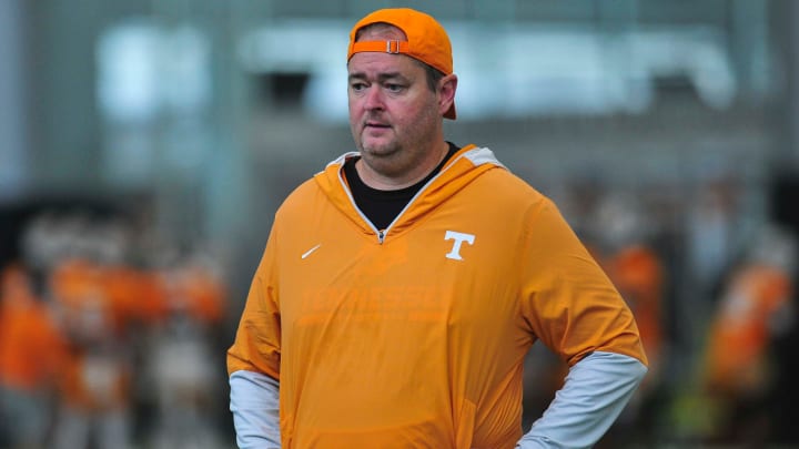 Tennessee head coach Josh Heupel during Tennessee football's fall practice, in Knoxville, Tenn., Saturday, August 3, 2024.