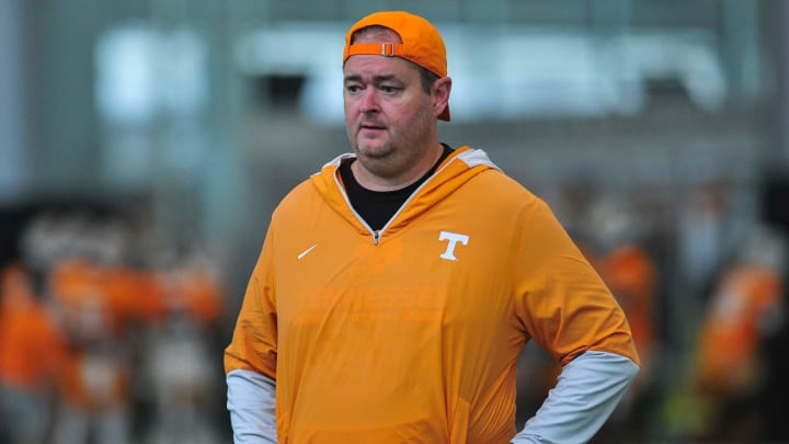 Tennessee head coach Josh Heupel during Tennessee football's fall practice, in Knoxville, Tenn., Saturday, August 3, 2024.