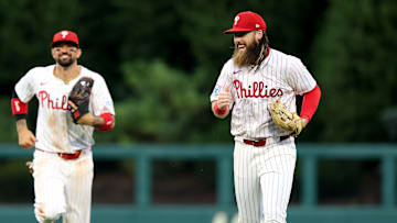 Philadelphia Phillies outfielders Brandon Marsh, Nick Castellanos