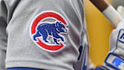 Jun 10, 2025; Philadelphia, Pennsylvania, USA; Chicago Cubs logo on the jersey of third base Matt Shaw (6) against the Philadelphia Phillies at Citizens Bank Park. Mandatory Credit: Eric Hartline-Imagn Images