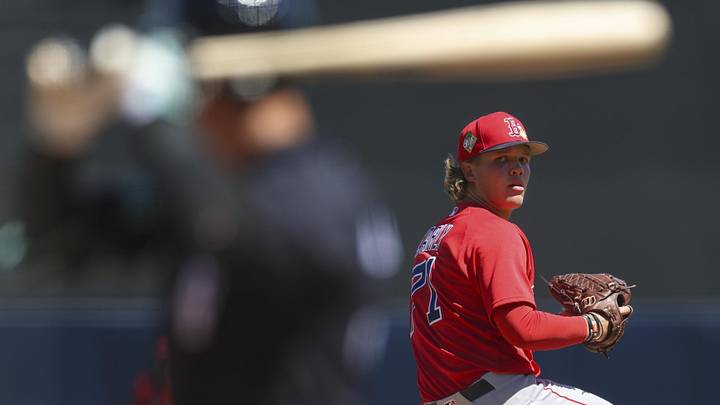 Mar 18, 2026; Tampa, Florida, USA; Boston Red Sox starting pitcher Connelly Early (71) throws a pitch against the New York Yankees in the second inning during spring training at George M. Steinbrenner Field. Mandatory Credit: Nathan Ray Seebeck-Imagn Images