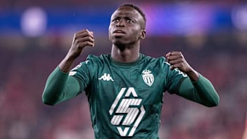 February 18, 2025, Lisboa, Guimaraes, Portugal: Krepin Diatta seen gesturing for the fans during the UEFA Champions League 2024-25 match between SL Benfica and AS Monaco at Estadio do Lisboa e Benfica in Lisboa, Portugal. 
