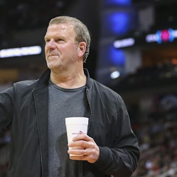 Nov 27, 2019; Houston, TX, USA; Houston Rockets owner Tilman Fertitta walks off the court during the game against the Miami Heat at Toyota Center. Mandatory Credit: Troy Taormina-Imagn Images