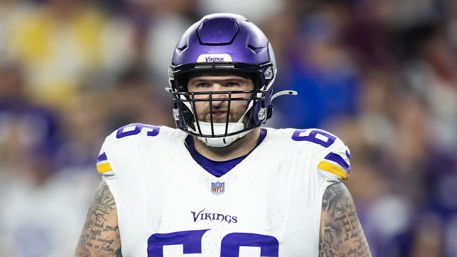 Jan 13, 2025; Glendale, AZ, USA; Minnesota Vikings guard Dalton Risner (66) against the Los Angeles Rams during an NFC wild card game at State Farm Stadium. Mandatory Credit: Mark J. Rebilas-Imagn Images | Mark J. Rebilas-Imagn Images