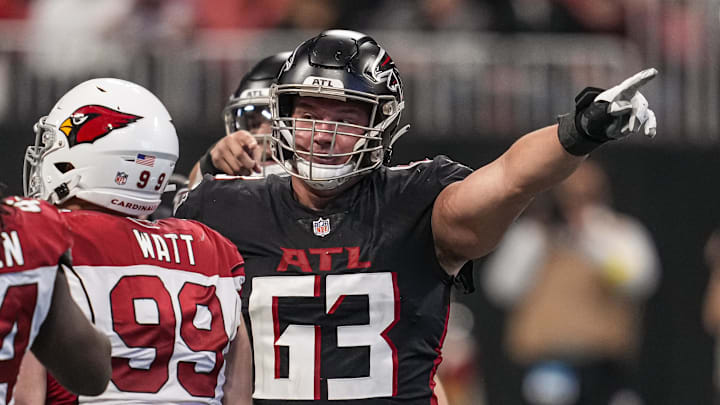 Atlanta Falcons guard Chris Lindstrom is used to leading the way for the Falcons' offense. Atlanta Falcons guard Chris Lindstrom is used to leading the way for the Falcons' offense.