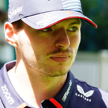 May 5, 2024; Miami Gardens, Florida, USA; Red Bull Racing driver Max Verstappen (1) arrives in the paddock before the Miami Grand Prix at Miami International Autodrome. Mandatory Credit: John David Mercer-USA TODAY Sports