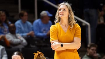 Tennessee head coach Kellie Harper during a basketball game between the Lady Vols and Wofford held at at Thompson-Boling Arena at Food City Center on Tuesday, Dec. 19, 2023.