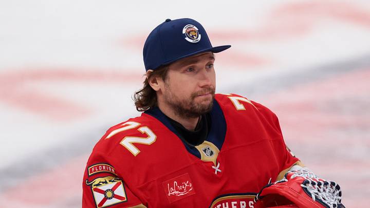 Apr 15, 2026; Sunrise, Florida, USA; Florida Panthers goaltender Sergei Bobrovsky (72) acknowledges the fans after the game against the Detroit Red Wings at Amerant Bank Arena. Mandatory Credit: Sam Navarro-Imagn Images