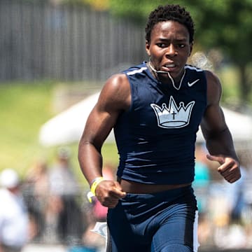 Edwin Gangba of Iowa City Regina is one of the top sprinters back in the state.