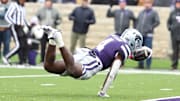 Kansas State running back Joe Jackson stretches for end zone during fourth quarter against Colorado.